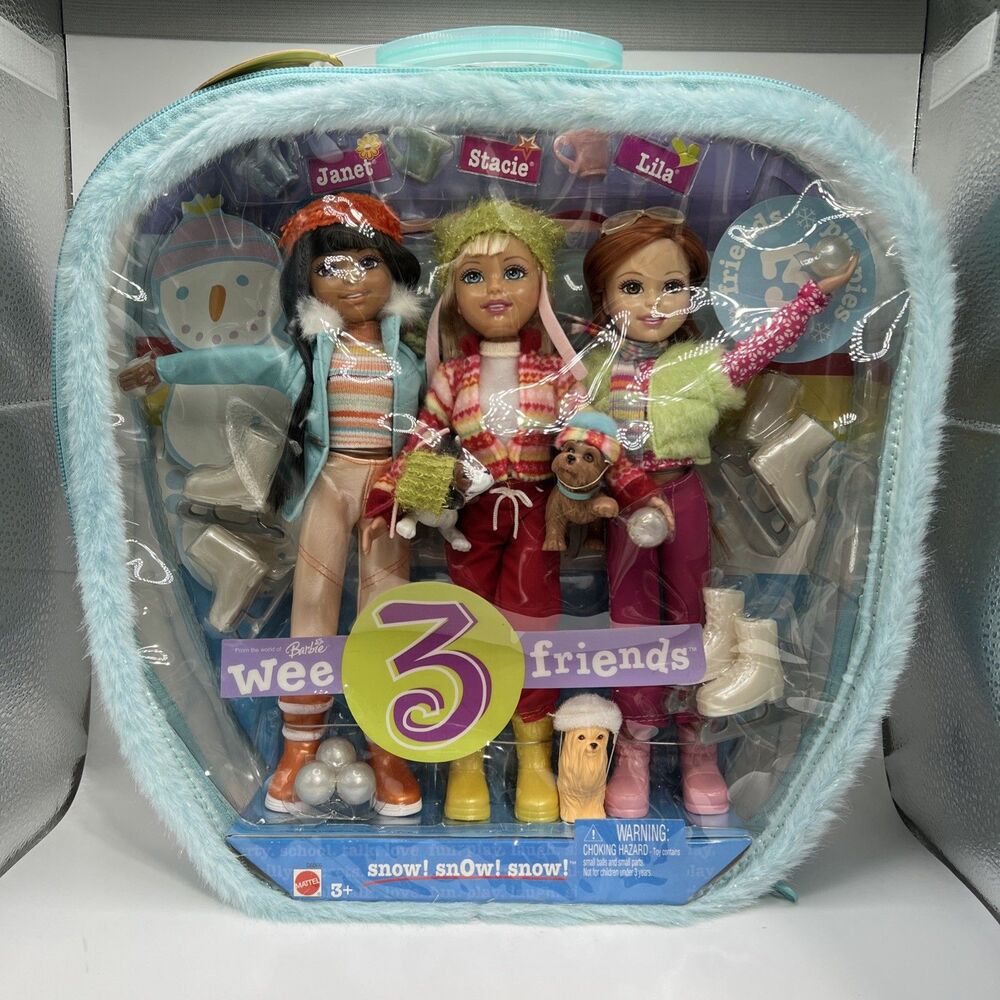 Vtg Mattel Barbie 2004 Wee 3 Friends Janet Stacie Lila Snow Snow Snow Doll Set